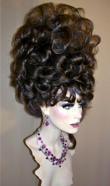 Drag Queen Wig Tall Brown Updo French Twist Curls Ebay